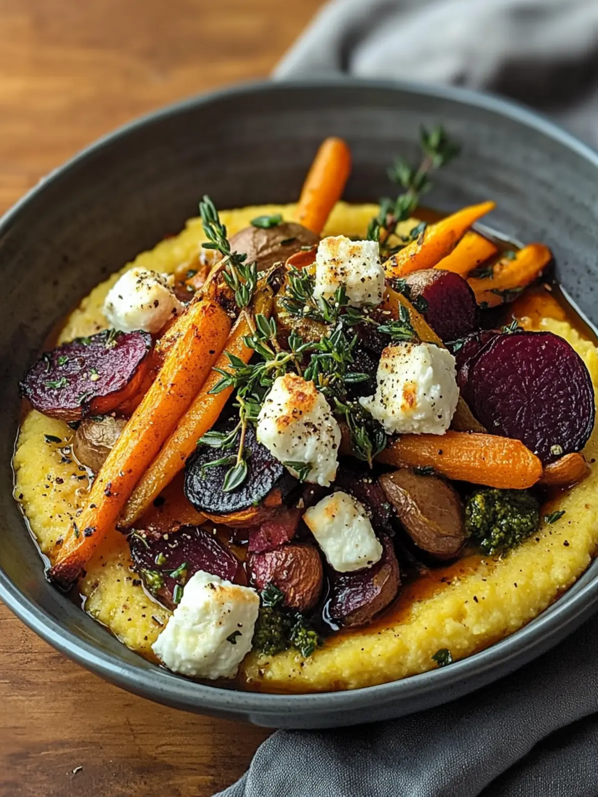Roasted Root Vegetable & Goat Cheese Polenta Bowl in 35 Minutes 3 Roasted Root Vegetable & Goat Cheese Polenta Bowl