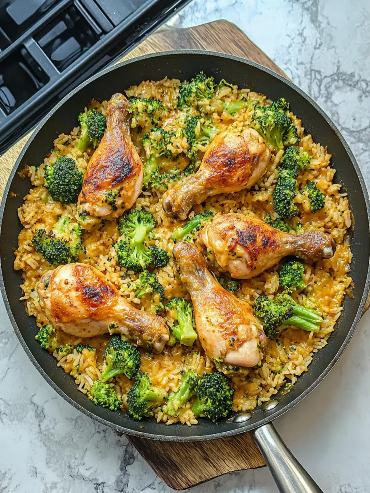 One-Pan Chicken Drumsticks with Broccoli & Cheese Rice Magic 4 One pan chicken drumsticks with broccoli & cheese rice