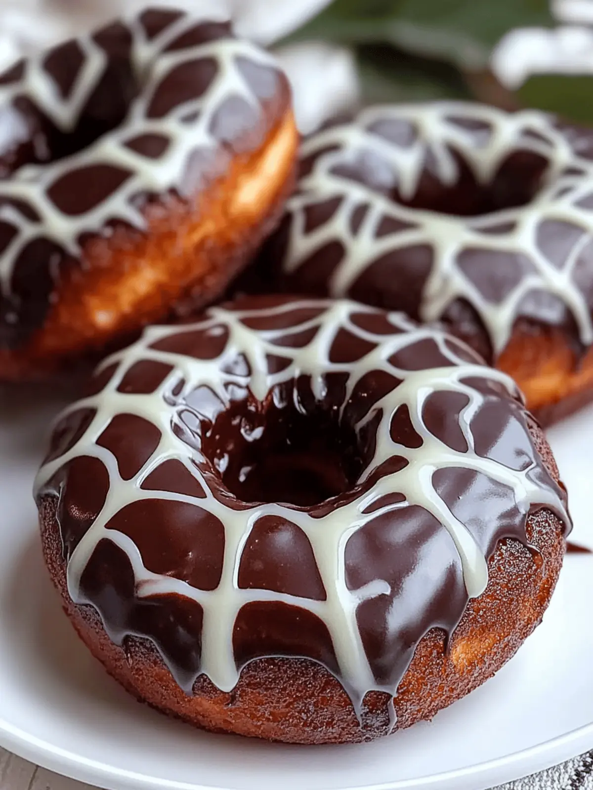 Spider Web Chocolate-Glazed Donuts: Quick Halloween Delight 4 Spider Web Chocolate-Glazed Donuts