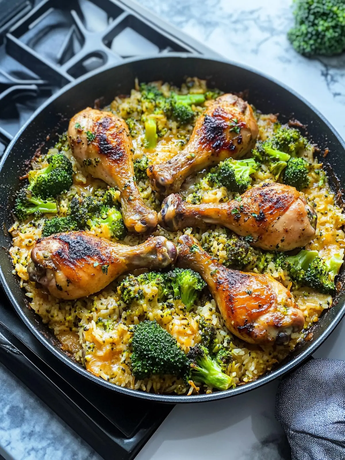 One-Pan Chicken Drumsticks with Broccoli & Cheese Rice Magic 3 One pan chicken drumsticks with broccoli & cheese rice