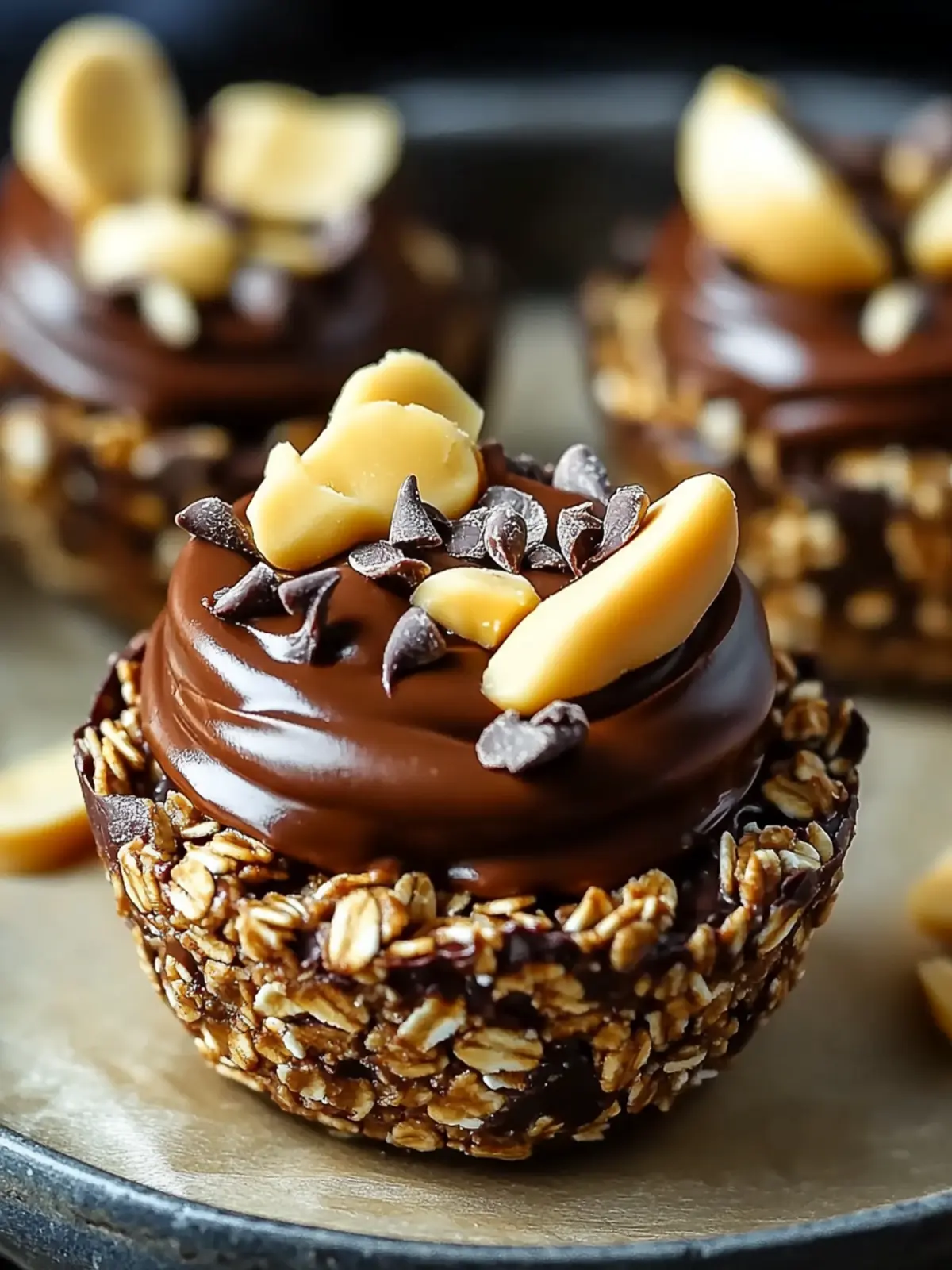 Decadent Chocolate Granola Cups with Creamy Peanut Butter Bliss 4 Chocolate Granola Cups with Creamy Peanut Butter