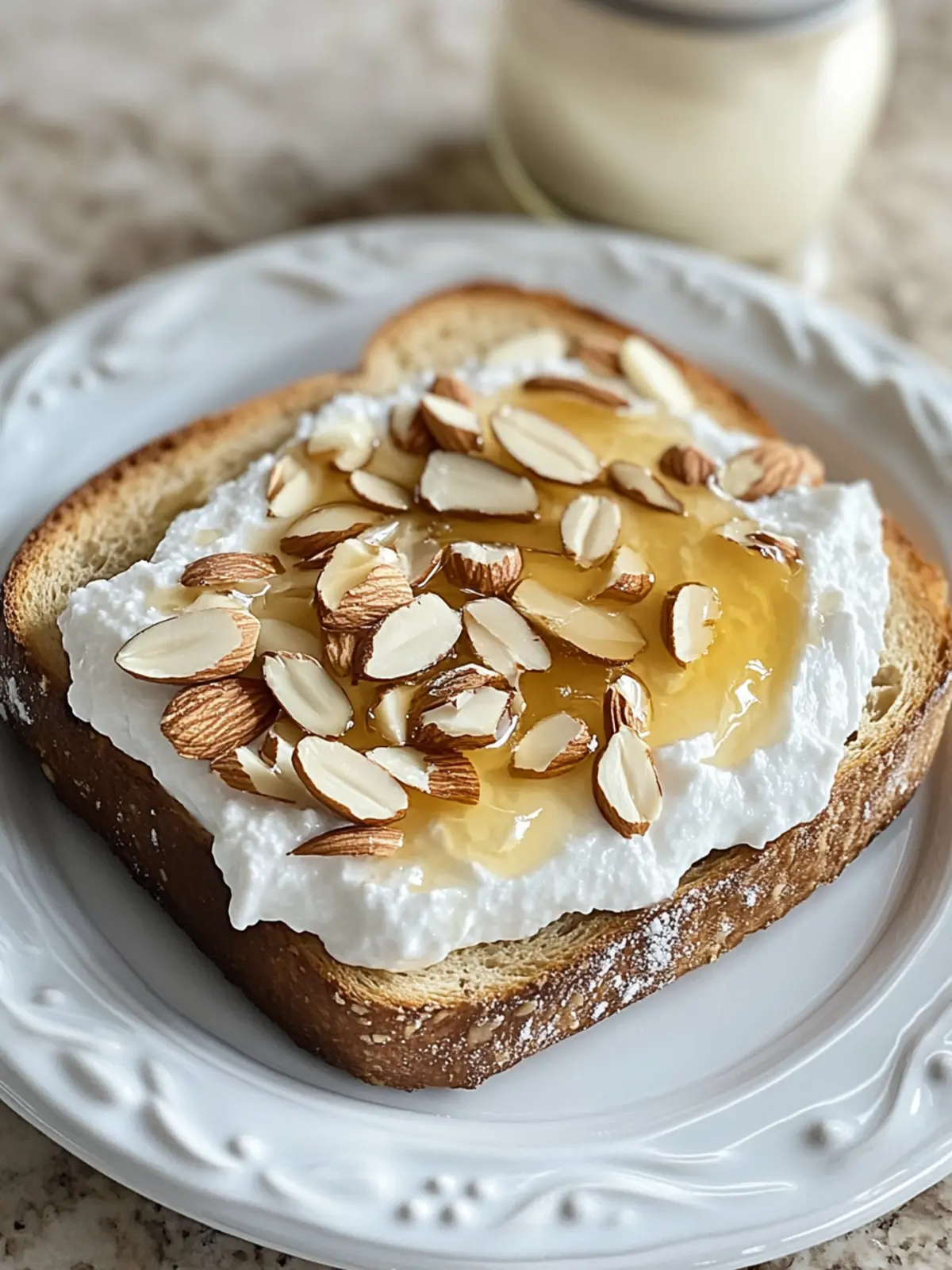 Yogurt Toast with Almonds and Honey: A Sweet Breakfast Delight 2 yogurt toast with Almonds and Honey