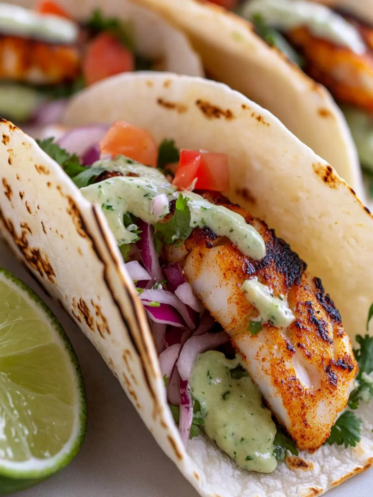 Flavor-Packed Grilled Fish Tacos with Cilantro-Lime Mayo 4 Grilled Fish Tacos