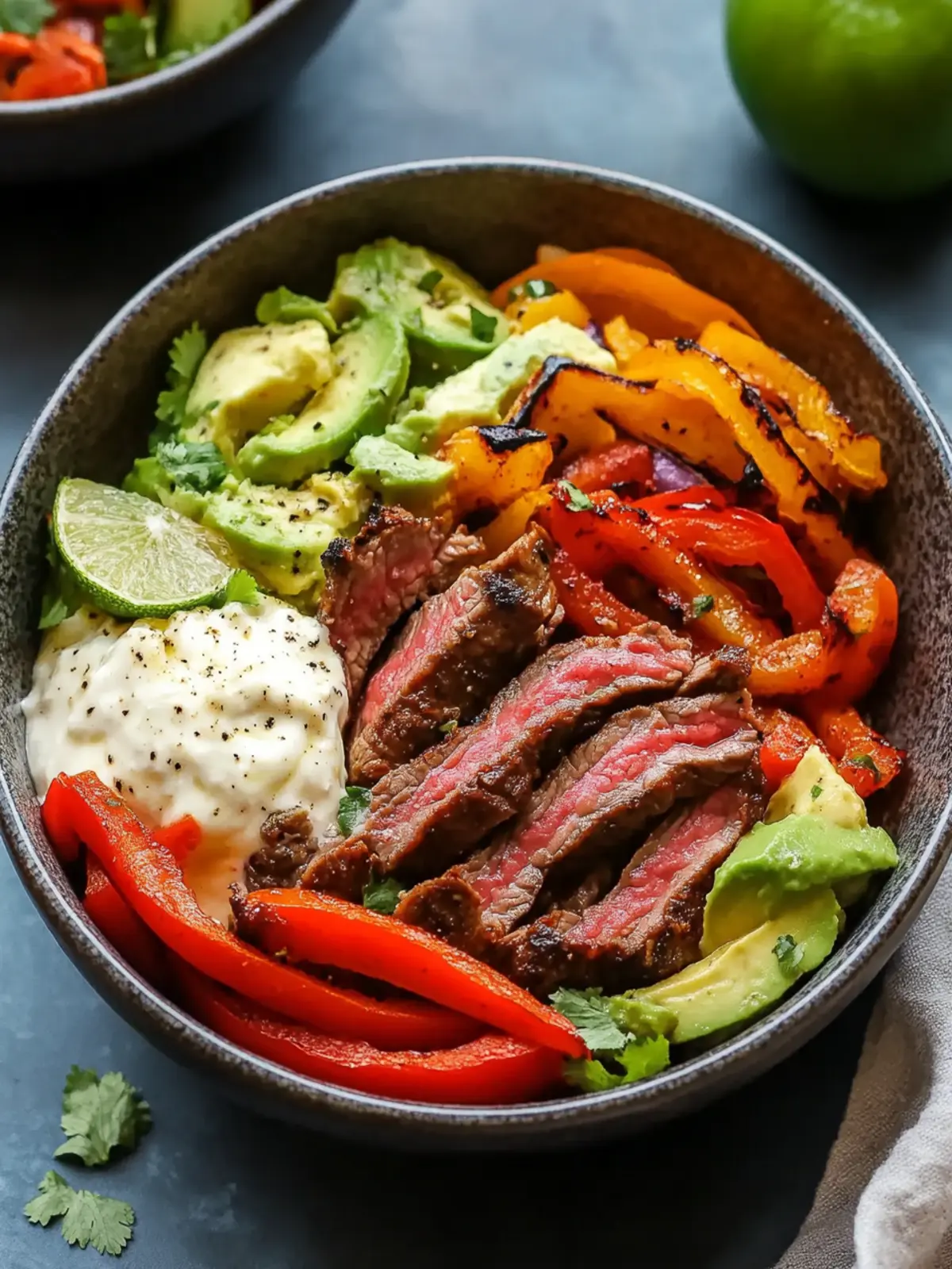 Delicious Low Carb Steak Fajita Bowl with Creamy Guacamole 4 Low Carb Steak Fajita Bowl