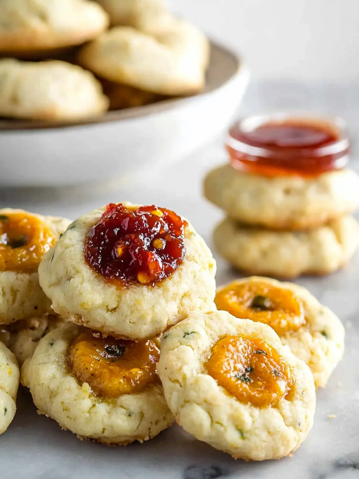 Cheesy Savory Thumbprint Cookies with Bourbon Tomato Jam Delight 3 Cheesy Savory Thumbprint Cookies (with Bourbon Tomato Jam)