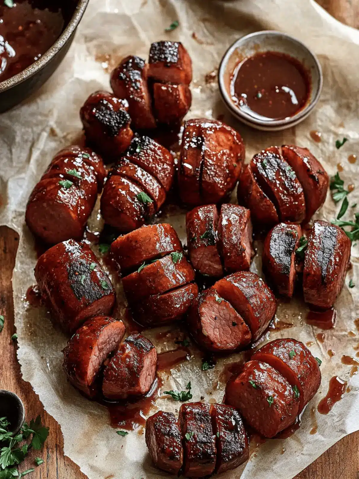 Irresistible Maple BBQ Hasselback Kielbasa Bites Recipe 3 Maple BBQ Hasselback Kielbasa Bites