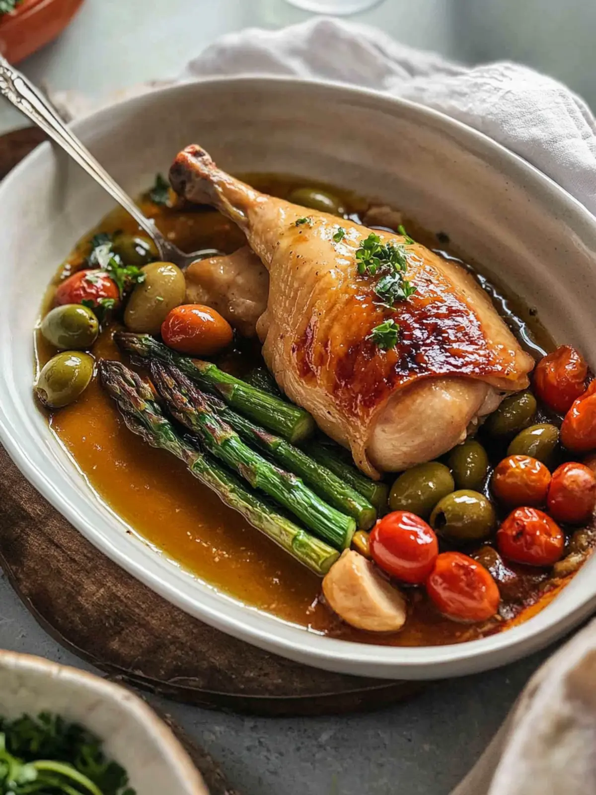 Spring Chicken Roasted with Asparagus & Green Olives Delight 3 Spring Chicken Roasted with Asparagus and Green Olives