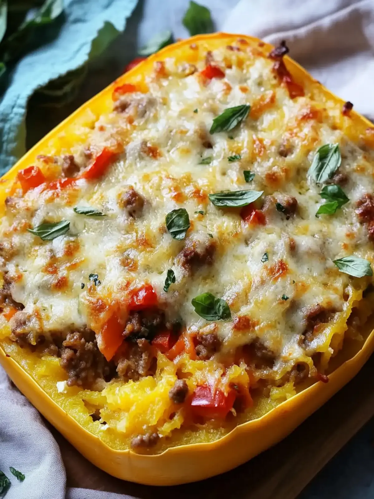 Sausage and Peppers Spaghetti Squash Casserole Made Guilt-Free 4 Sausage and Peppers Spaghetti Squash Casserole