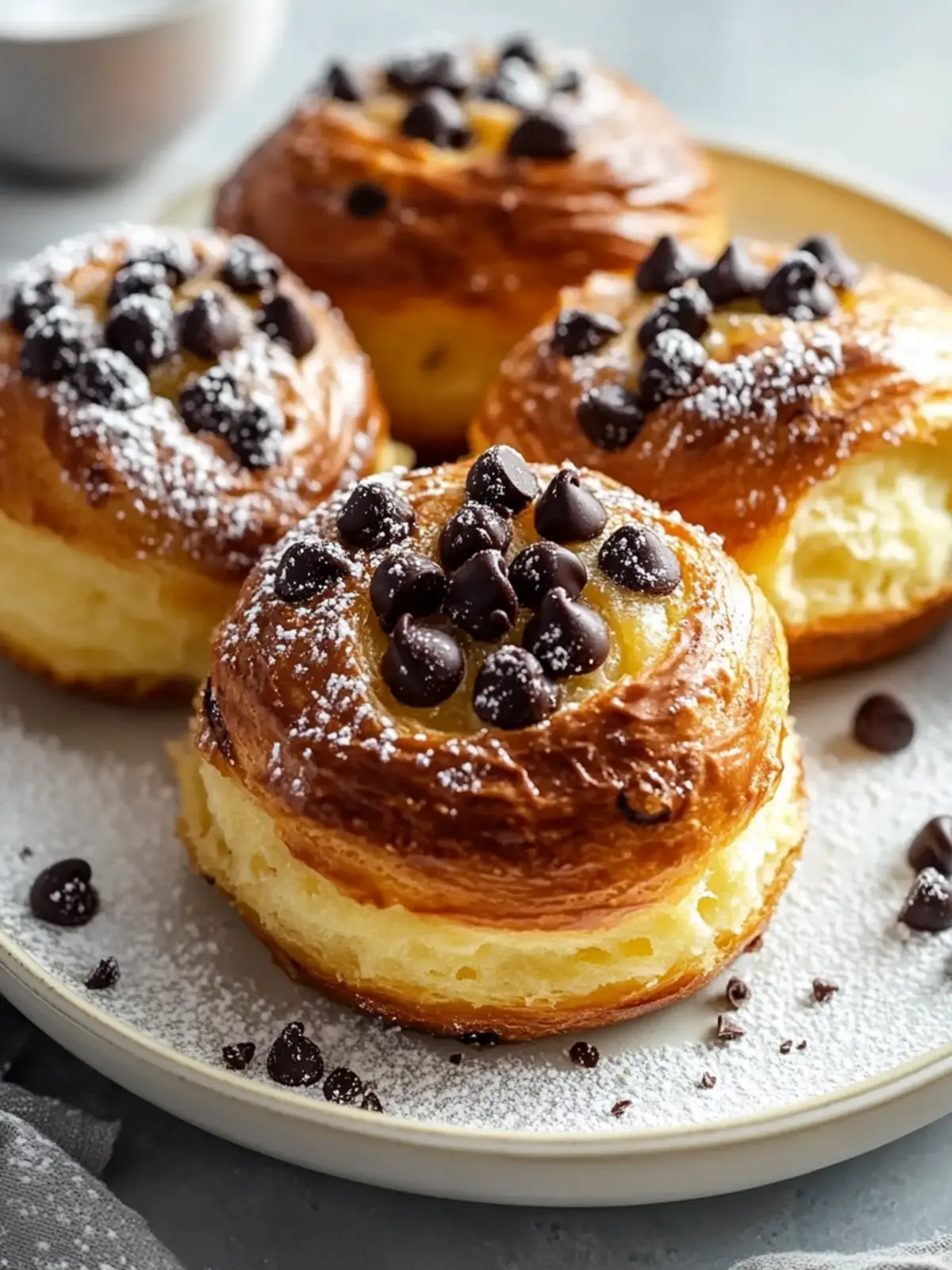 Melt-in-Your-Mouth Chocolate Chip Vanilla Custard Brioches 4 Chocolate Chip Vanilla Custard Brioches