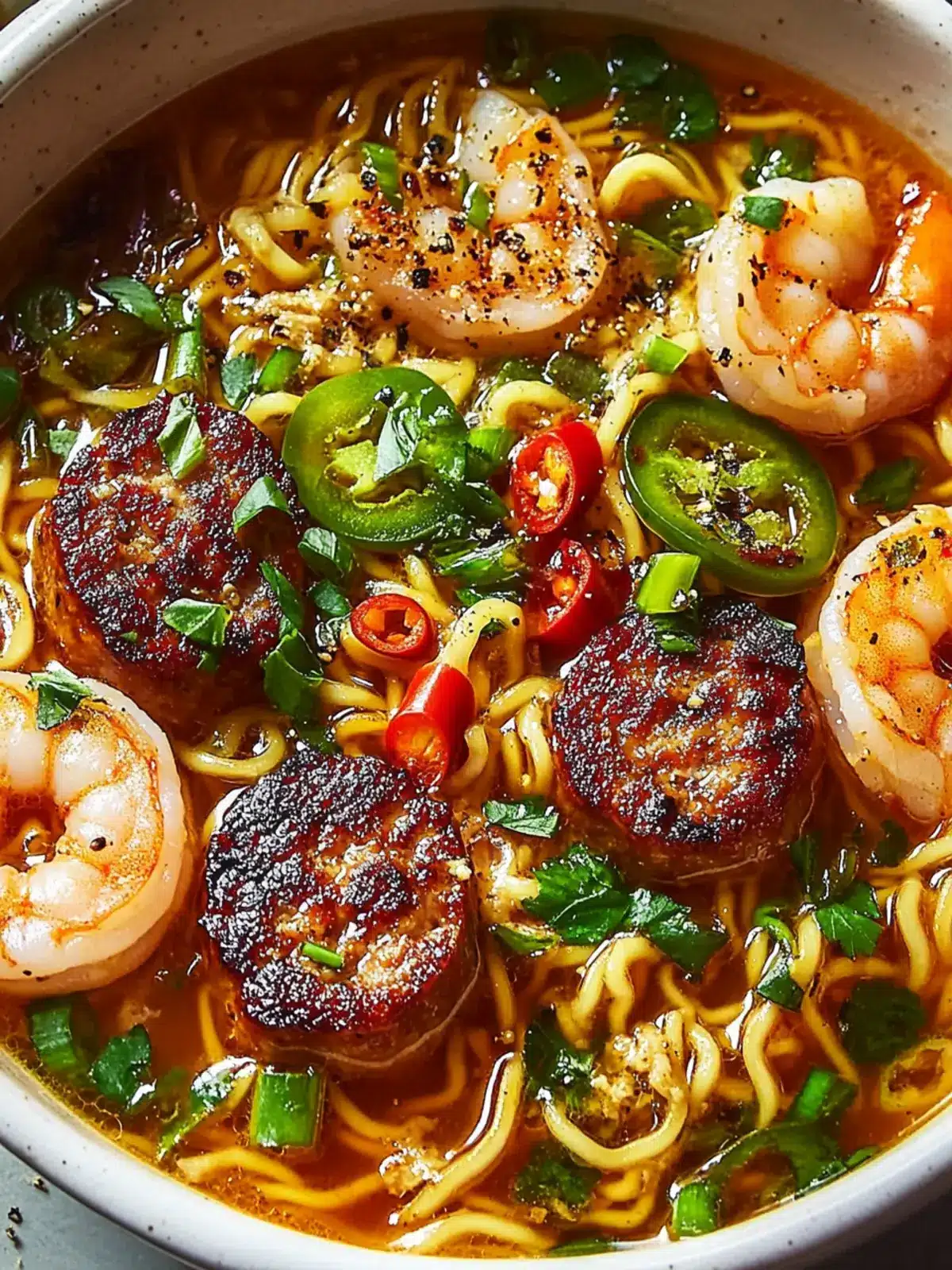 Spicy Jalape o Cheddar Sausage & Shrimp Ramen Bliss 4 Spicy Jalape o Cheddar Sausage & Shrimp Ramen