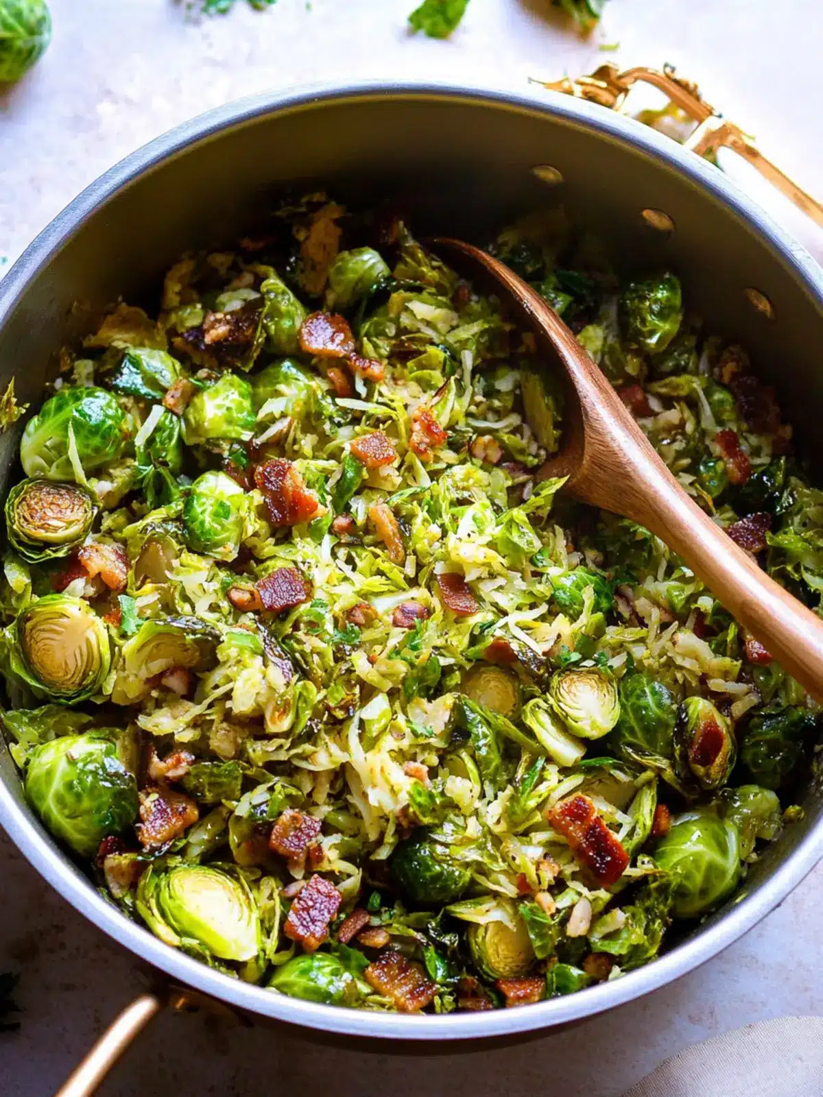 Delicious Shredded Brussels Sprouts with Pancetta and Chestnuts 2 Shredded Brussels Sprouts with Pancetta and Chestnuts