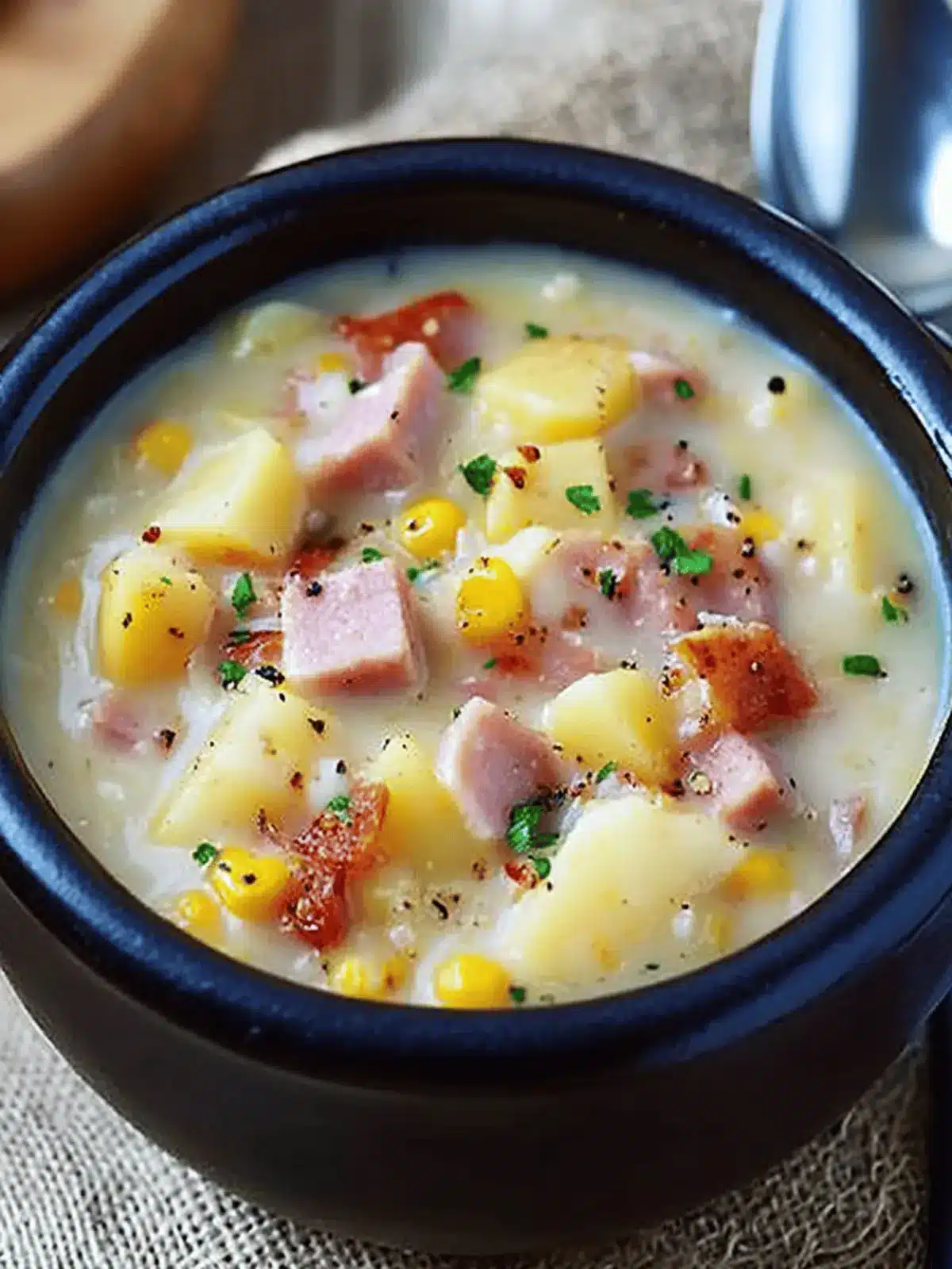 Cozy Ham and Potato Corn Chowder Ready in 30 Minutes 3 Ham and Potato Corn Chowder