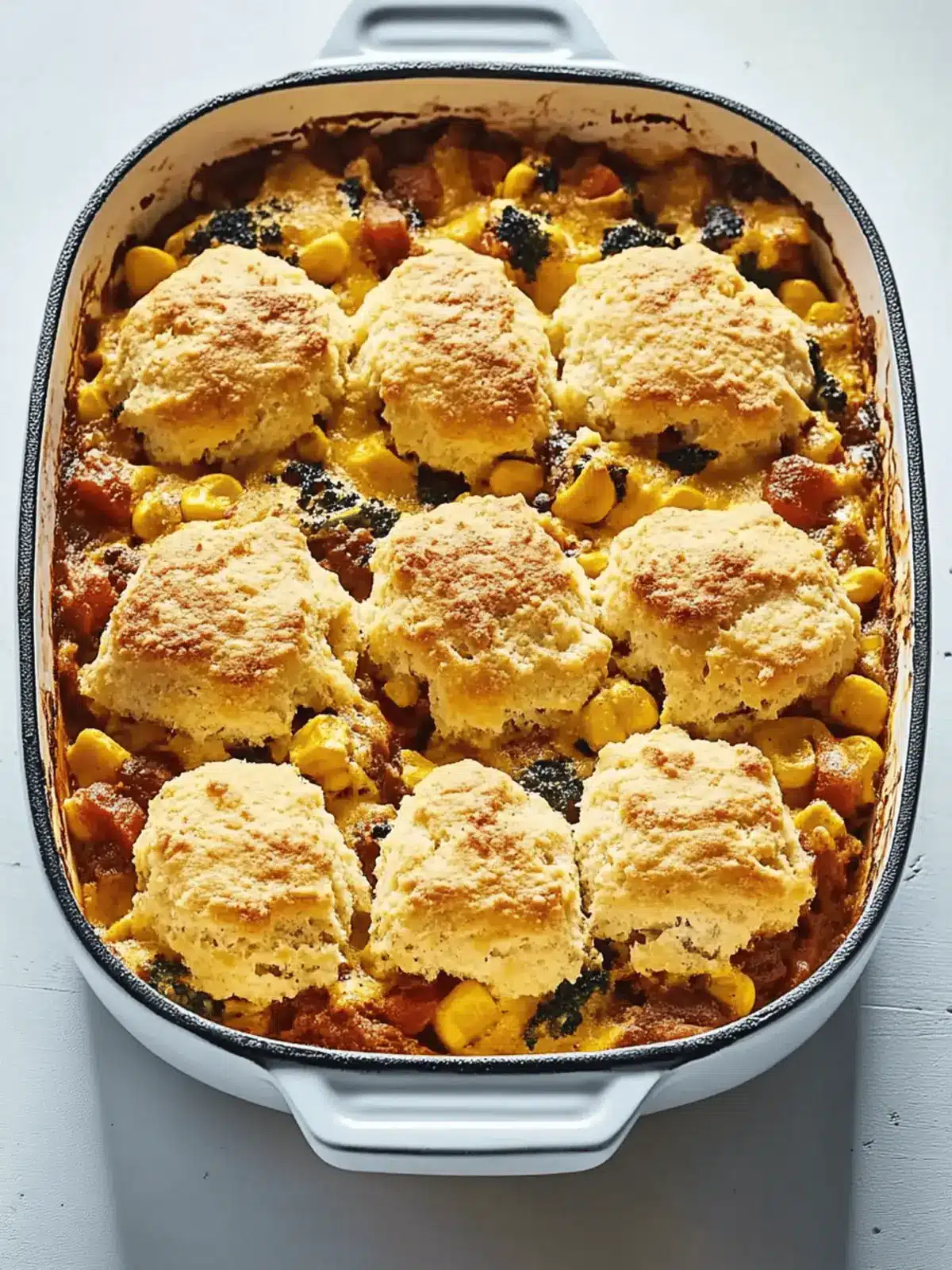 Hearty Three Sisters Casserole with Cornmeal Biscuit Topping 4 Three Sisters Casserole with Cornmeal Biscuit Topping