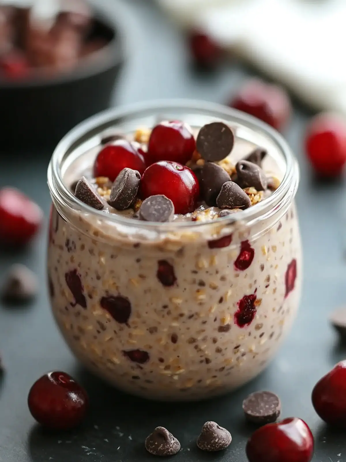 Delicious Cherry Chocolate Chip Protein Overnight Oats Recipe 2 Cherry Chocolate Chip Protein Overnight Oats