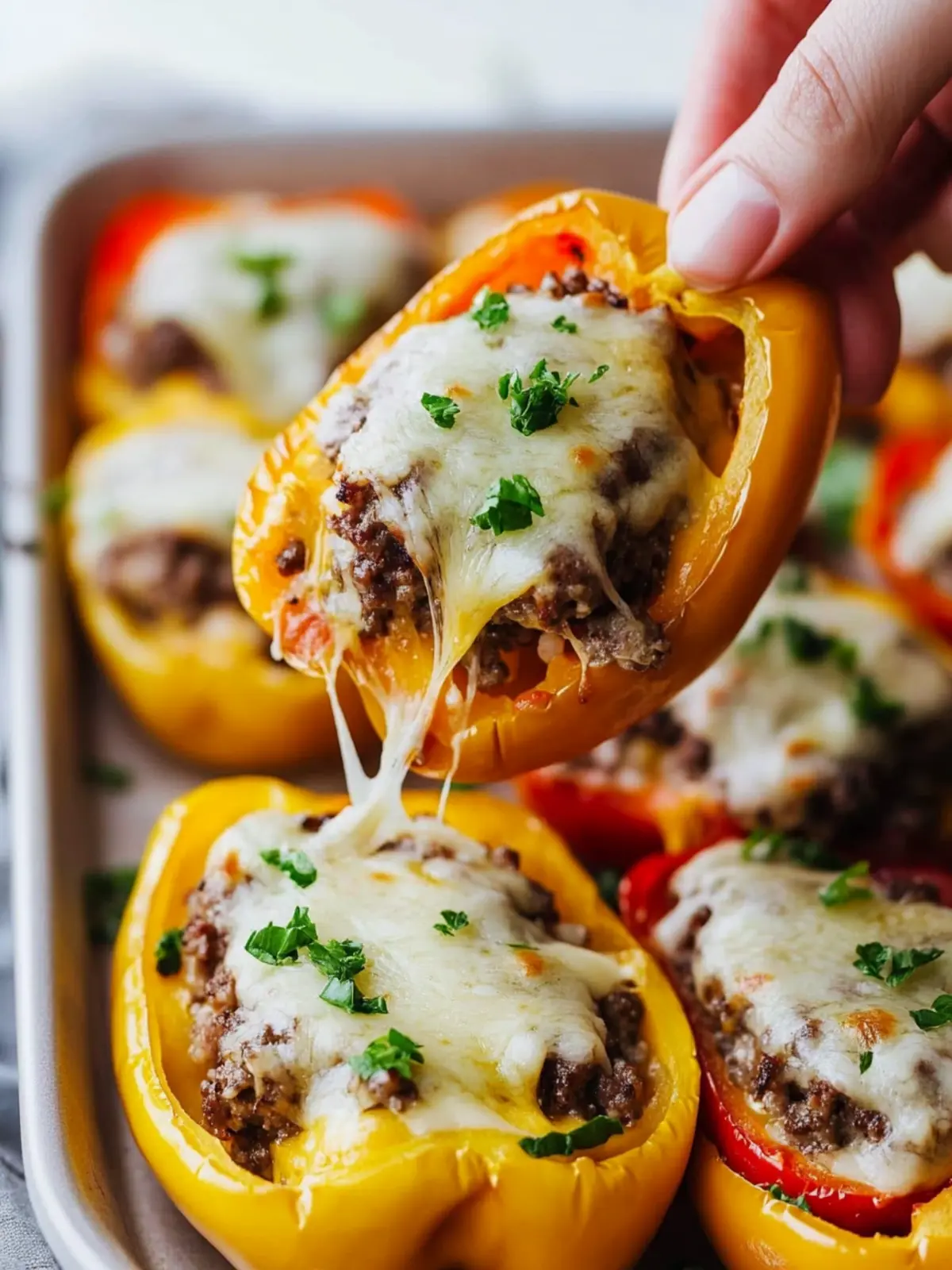 Irresistible Low-Carb Keto Cheeseburger Stuffed Peppers Recipe 4 Low-Carb, Keto Cheeseburger Stuffed Peppers