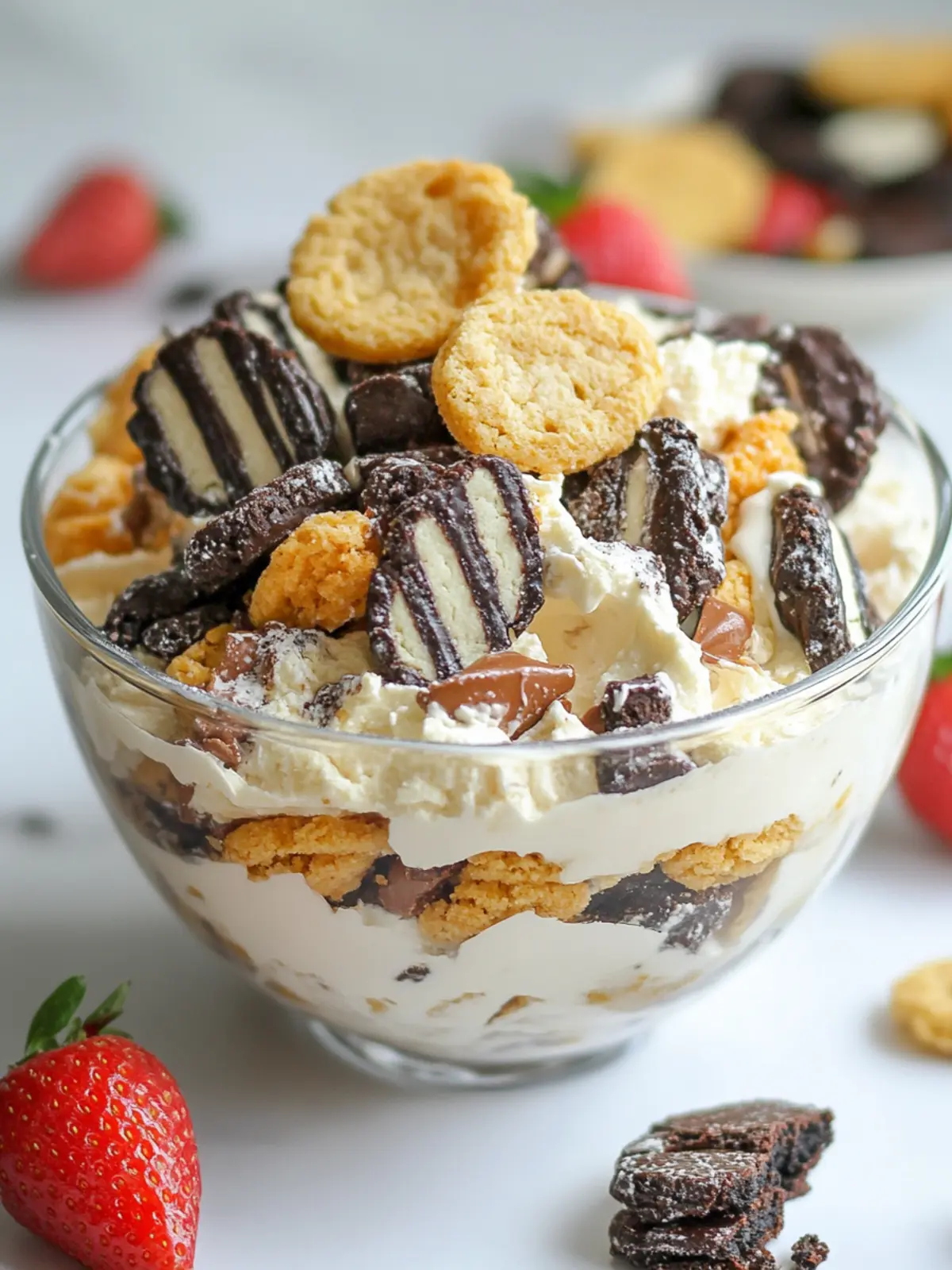 Cookie Salad with Fudge Stripe Cookies: No-Bake Delight! 2 Cookie Salad with Fudge Stripe Cookies