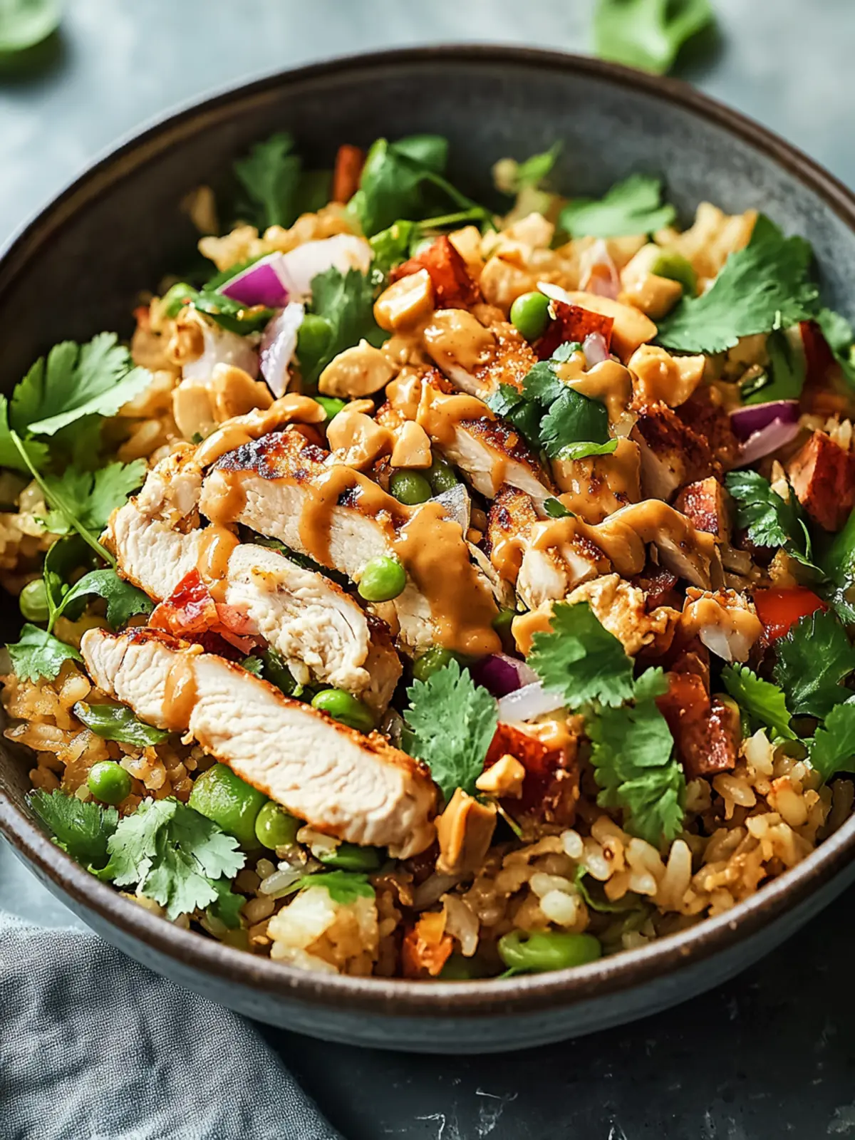 Crispy Chicken Rice Salad with Creamy Peanut Dressing Bliss 4 Chicken Crispy Rice Salad with Creamy Peanut Dressing