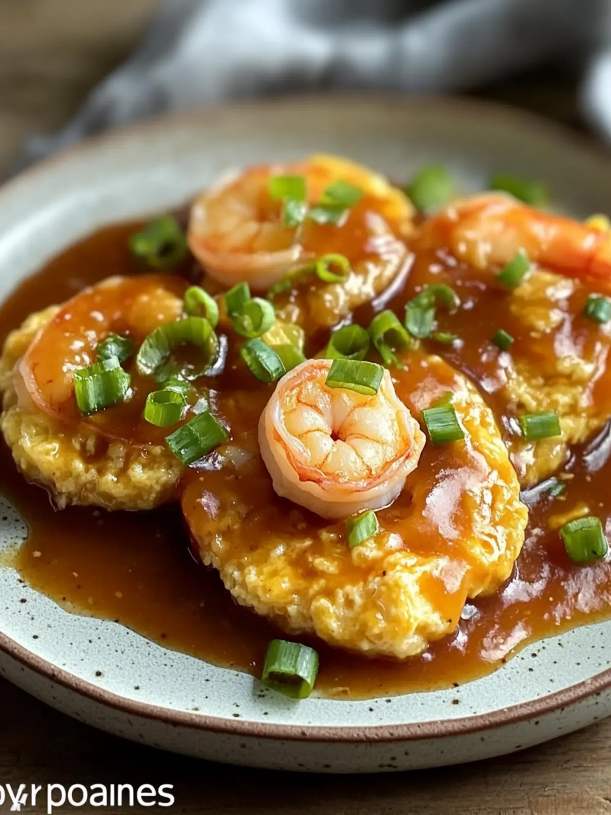 Savory Shrimp Egg Foo Young with Velvety Gravy Bliss 4 Shrimp Egg Foo Young with Velvety Gravy