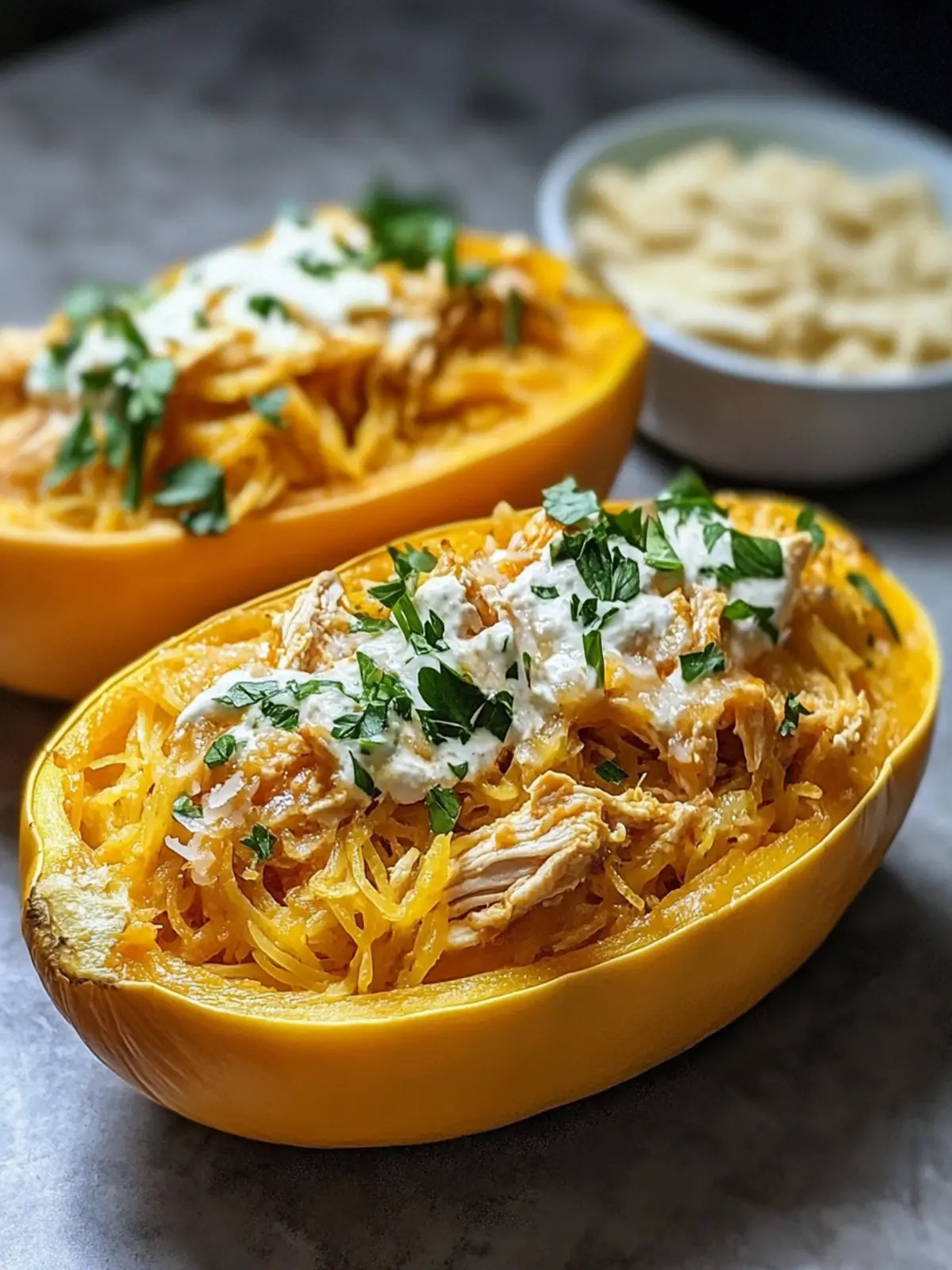Buffalo Chicken Spaghetti Squash: Healthy Comfort Food Delight 4 Buffalo Chicken Spaghetti Squash